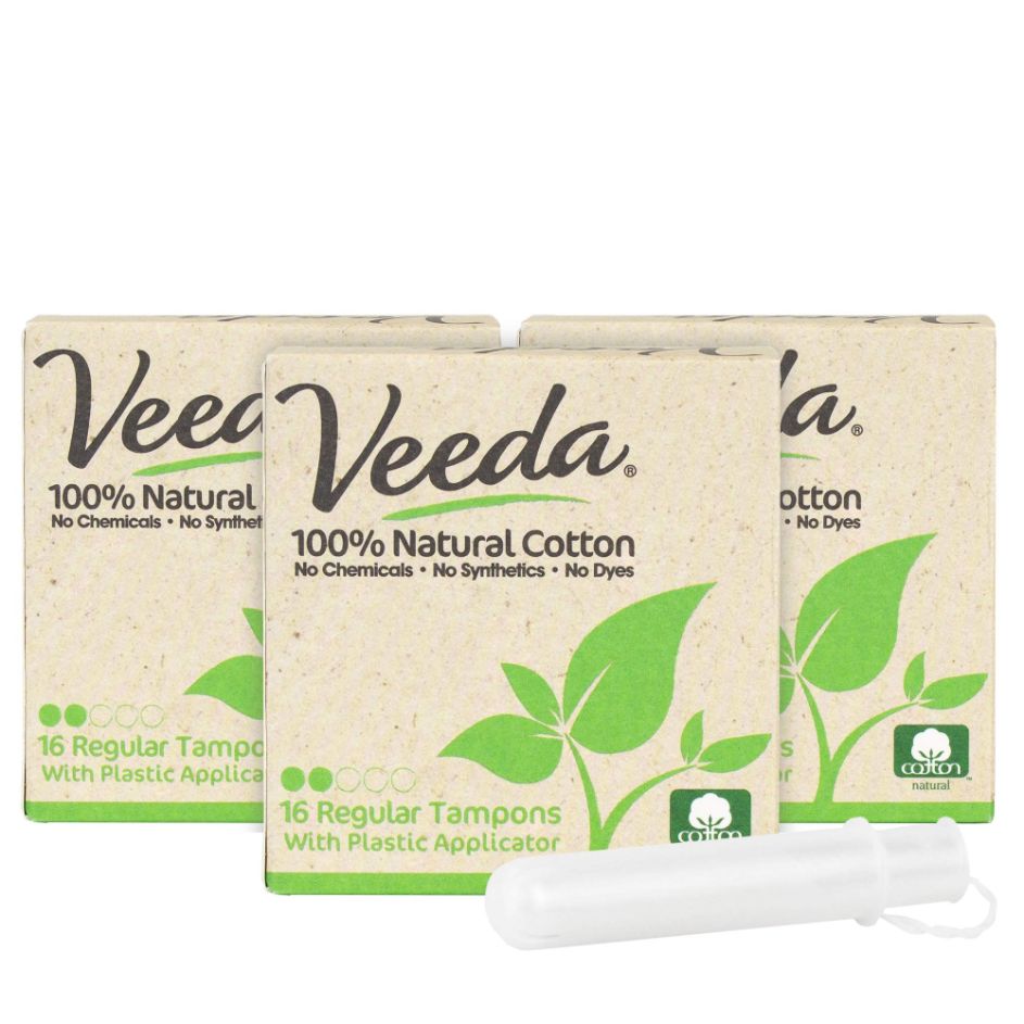 Veeda Natural Cotton Applicator Free Tampons